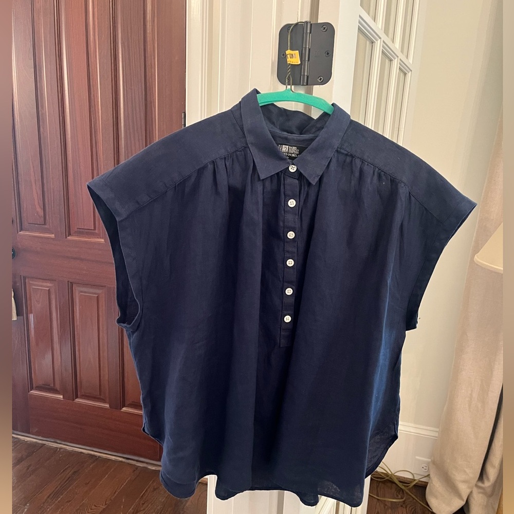 J. Crew Navy Blue Button-Up Top